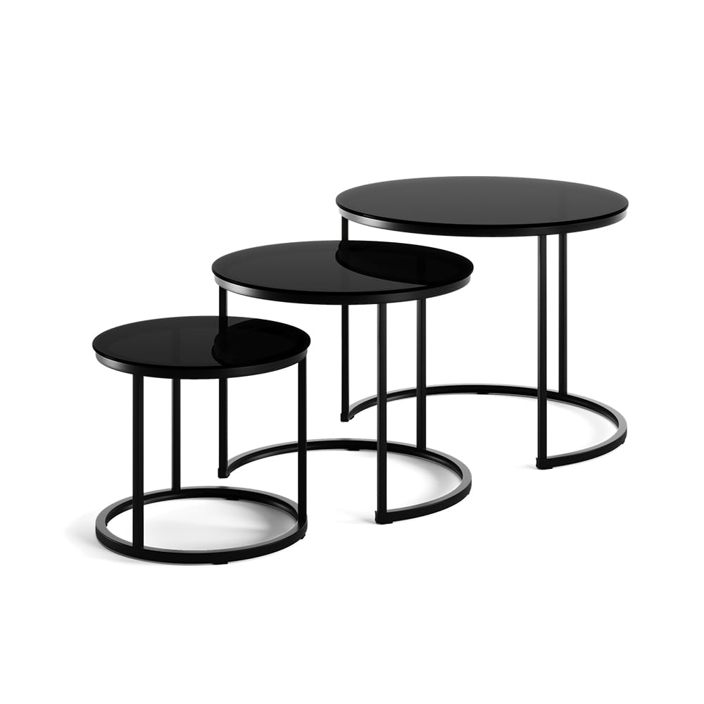 Vicco Couchtisch-Set Montreal, Glas, 55 x 55 cm 3 Teile Glas 3er Set, Glas 3er Set
