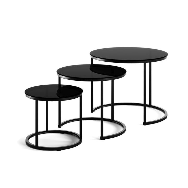 Vicco Couchtisch-Set Montreal, Glas, 55 x 55 cm 3 Teile Glas 3er Set, Glas 3er Set