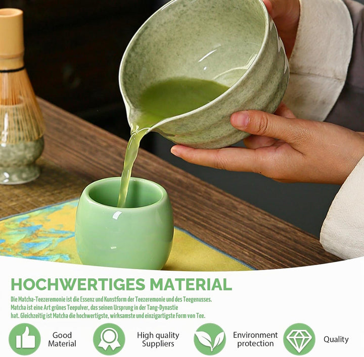 Japanische Matcha-Schale mit Ausgiesser, Chawan Matcha-Teeschale mit Schneebesenablage, Traditionell