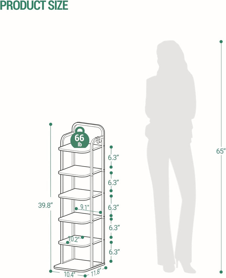 Hzuaneri Vertikales Schuhregal, 6-Stöckige Schuhregale, Schuhturm für Kleine Räume, Freistehend, Ver