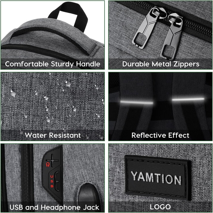 YAMTION Dunkelgrau Rucksack Herren und Damen,Unisex Schulrucksack Teenager für Jungen Mädchen Laptop