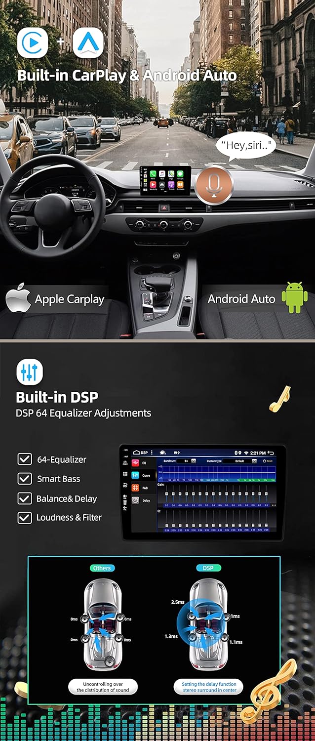 JOYX Android 12 Autoradio 9 Zoll Passt für Audi A4 (2003-2011) - [4G+64G] - Eingebaut DSP/Carplay/An