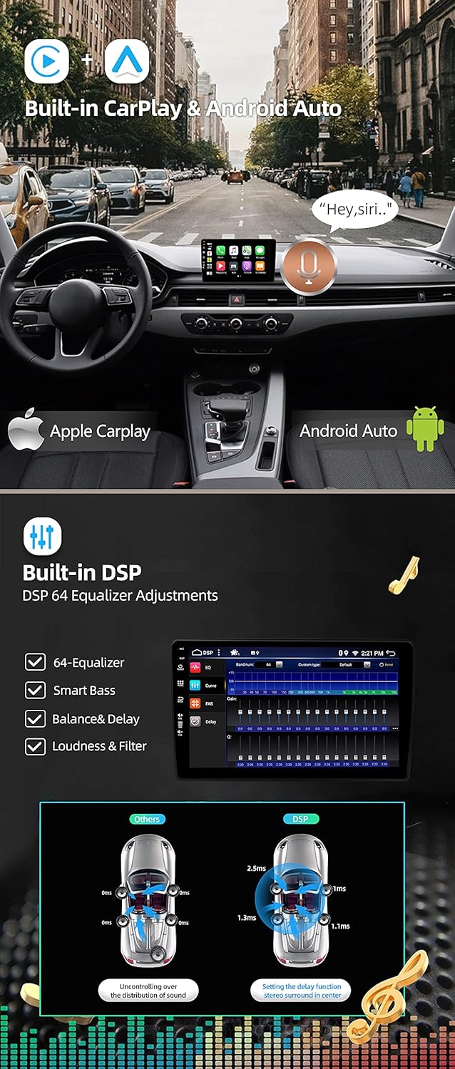 JOYX Android 13 Autoradio Passt für Audi A4 (2003-2011) - [4G+64G] - Eingebaut DSP/Carplay/Android A
