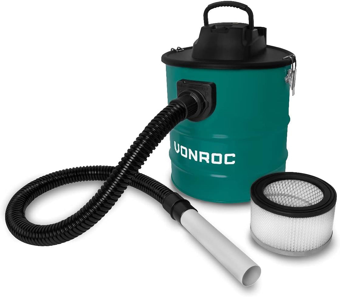 VONROC Aschesauger 1600W – 20L Behälter – 3m Netzkabel – Für Kamin, Barbecue en Werkstatt