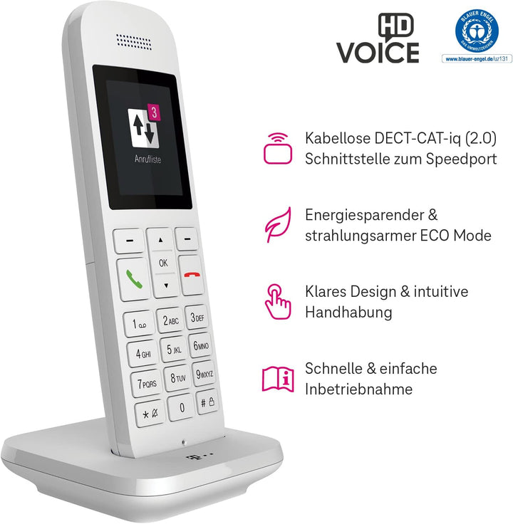 Telekom Festnetztelefon Speedphone 12 in Weiss schnurlos | Zur Nutzung an aktuellen Routern mit inte