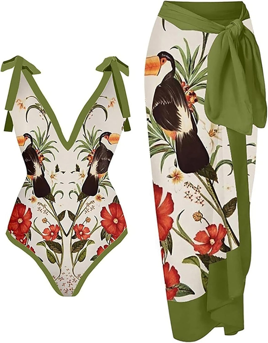 Damen Einteiler Badeanzug Damen Sexy Einteiler mit Bedruckt Badeanzug Langer Rock Set Bikini Set Mod