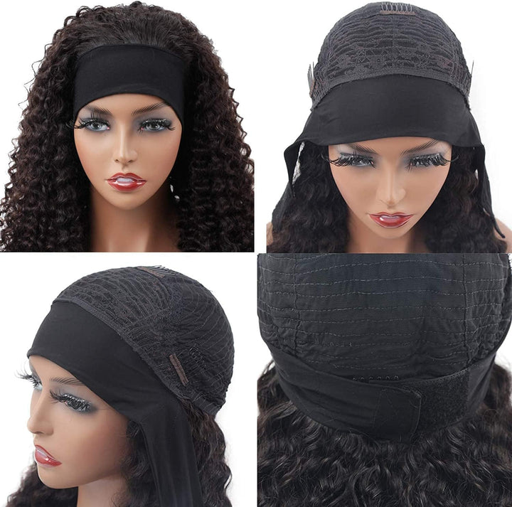 Headband Wig Human Hair Glueless Wig Human Hair Deep Wave Curly Brazilian Natural Women Hair 150% De
