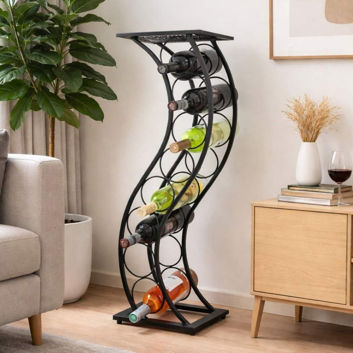 DanDiBo Weinregal aus Metall Schwarz Blumensäule Flaschenständer Elegance 80 cm Flaschenhalter