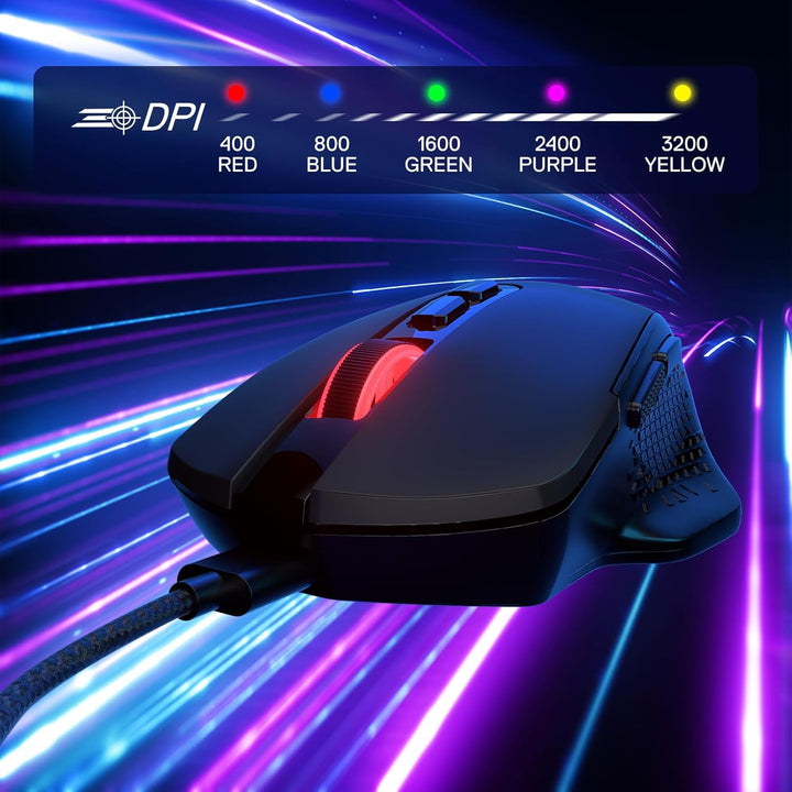 Redragon M695 Kabelgebundene Gaming-Maus, 24.000 Max DPI Optische Gaming-Maus 7 programmierbaren Tas