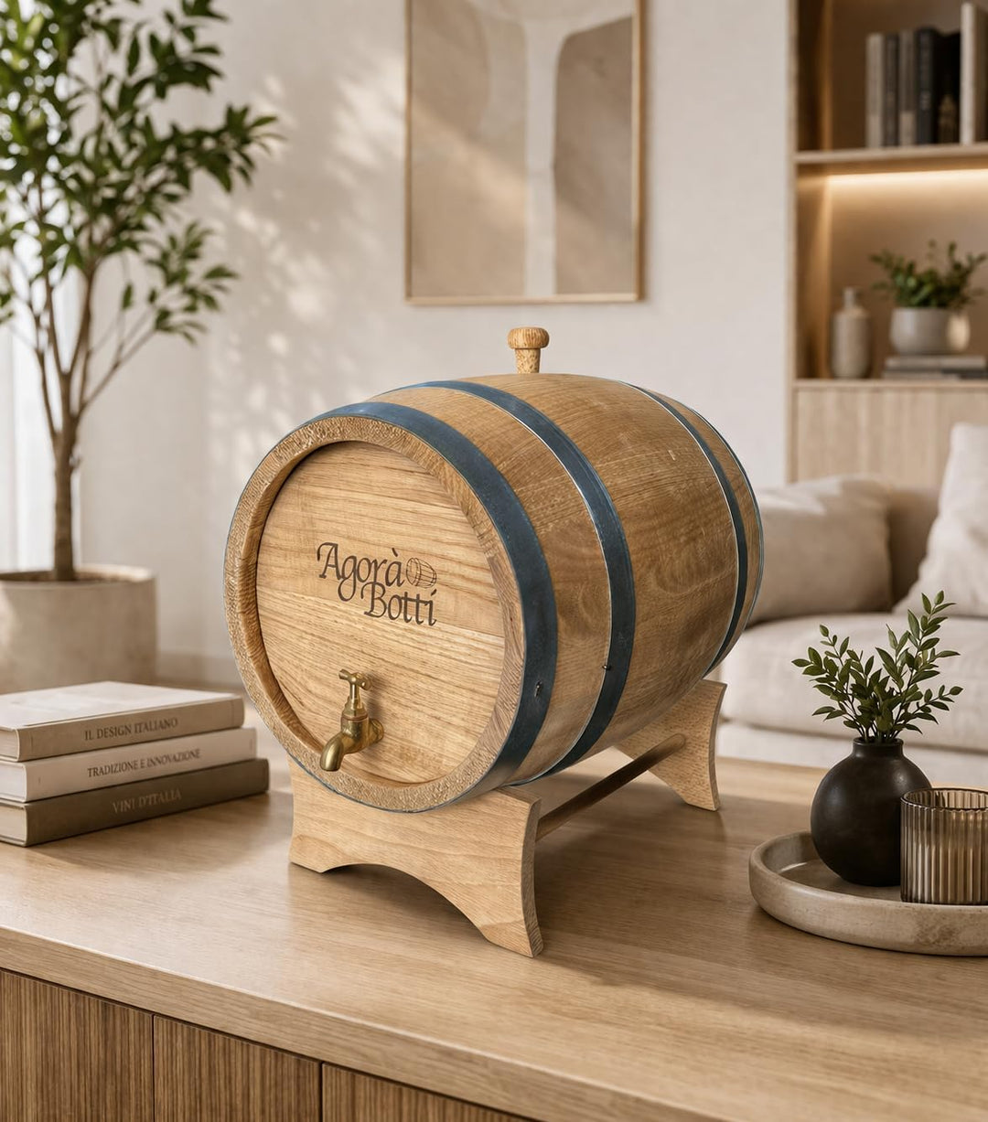 15 Liter Kastanienfass mit Messinghahn - Neue Produktion