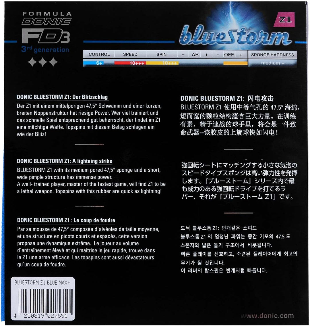 DONIC Belag Bluestorm Z1 Blau 2,3 mm, Blau 2,3 mm