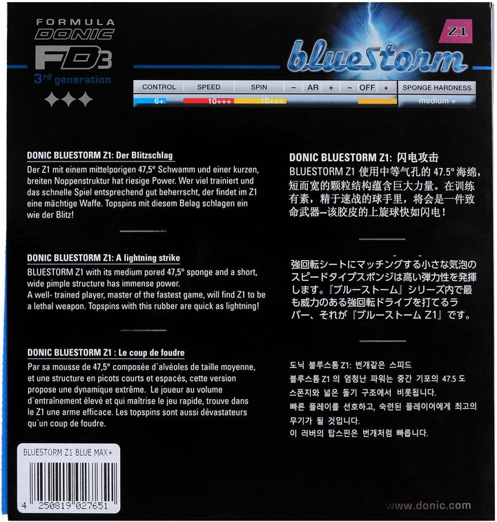 DONIC Belag Bluestorm Z1 Blau 2,3 mm, Blau 2,3 mm