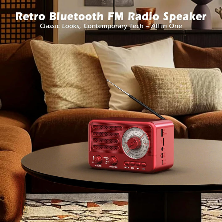 Retro Transistor Radio, Battery Operated AM FM SW Radio, Small Rechargeable Portable with 1800mAh Li