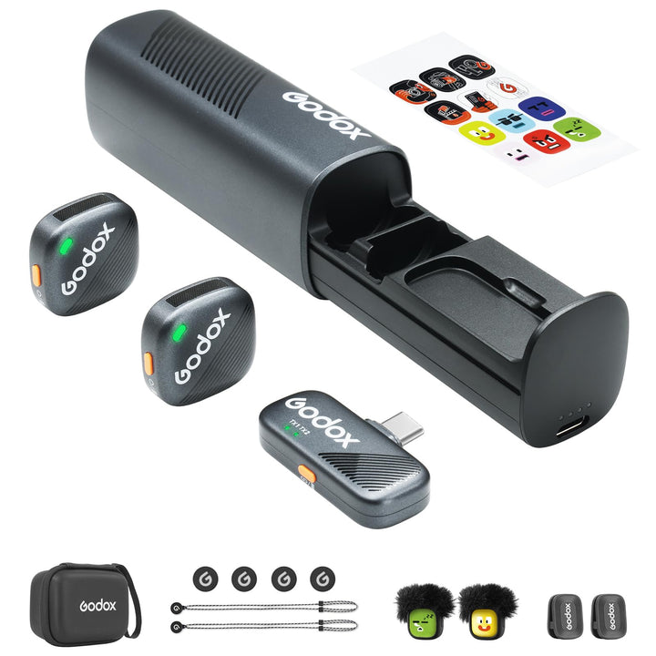 Godox Cube-SC Kit2 Wireless Lavalier Mikrofon für iPhone 15,Android, USB C, 8H Akkulaufzeit, 2.4G Wi