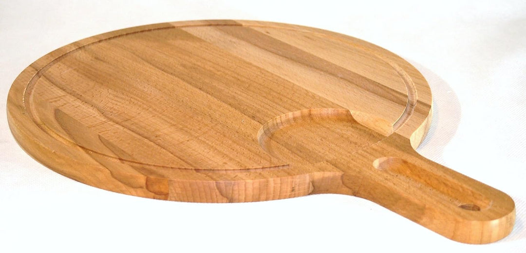 EFO Pizzabrett 30 cm | Pizzateller Holz aus massivem Buchenholz für Pizzaofen und Grill | Schneidebr