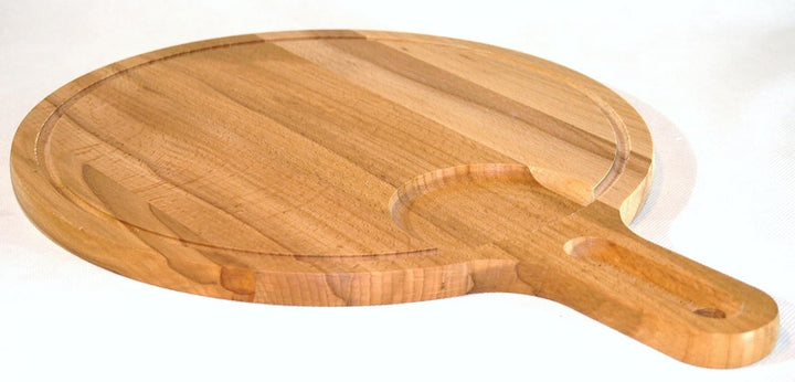 EFO Pizzabrett 30 cm | Pizzateller Holz aus massivem Buchenholz für Pizzaofen und Grill | Schneidebr