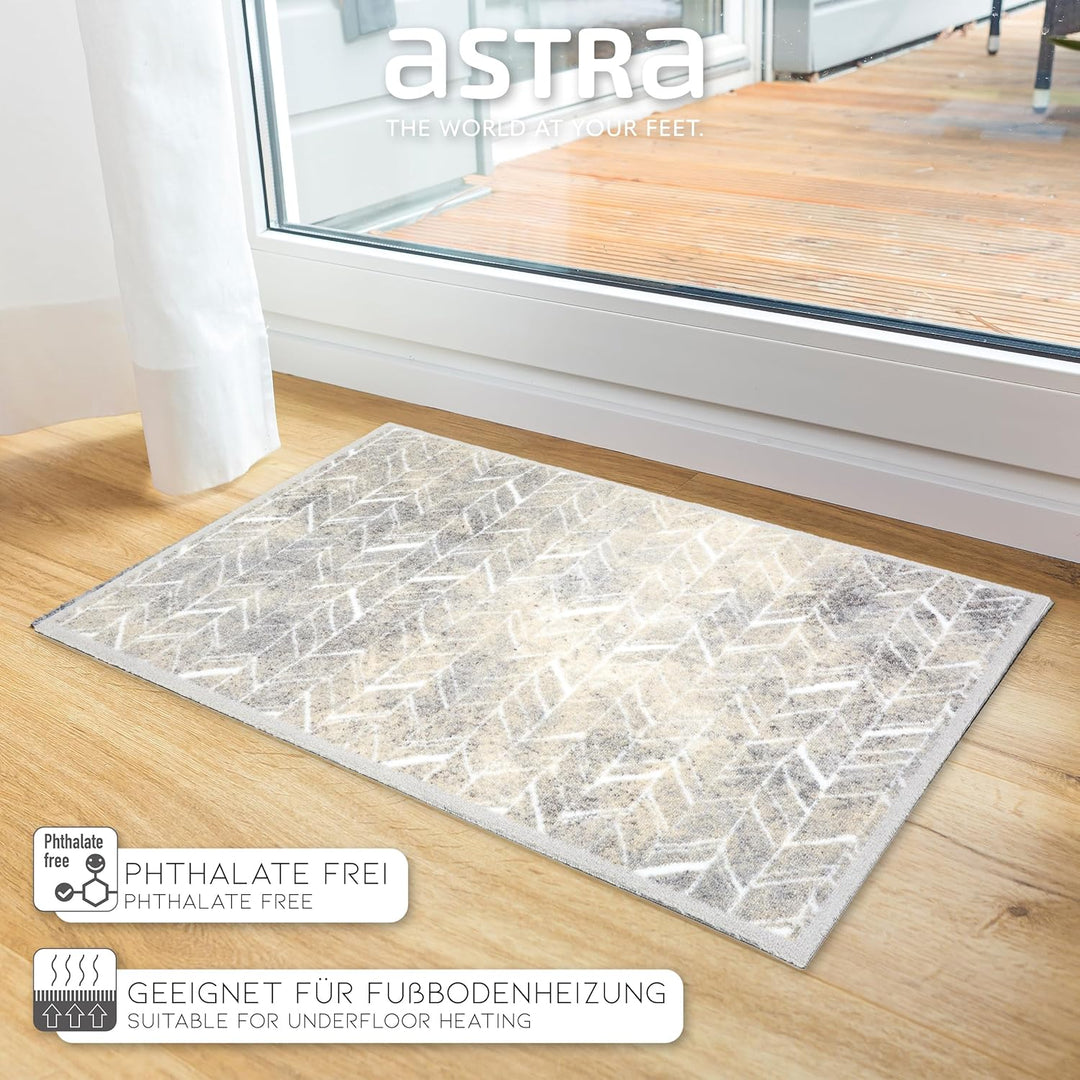 Astra rutschfeste Sauberlaufmatte innen - Fischgrät Linien 66 x 110 cm - Wohnraum Fussmatte Design -