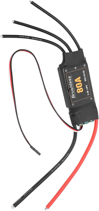 RiToEasysports Brushless ESC, 80A Hochpräziser RC-Elektro-Drehzahlregler ESC RC-Flugzeugzubehör für