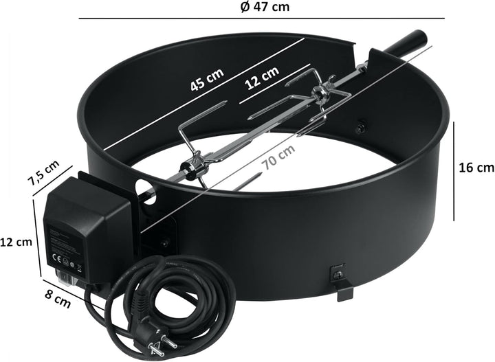BBQ-Toro Grillspiess Set für Weber Kugelgrill (47 cm) und viele andere Modelle, Rotisserie, Drehspie