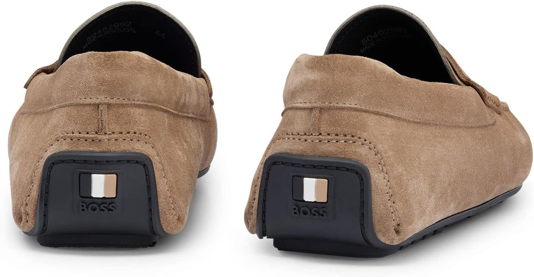 BOSS Herren Noel Mocc Mokassins aus Veloursleder mit Branding Grösse 40 EU Medium Beige260, 40 EU Me