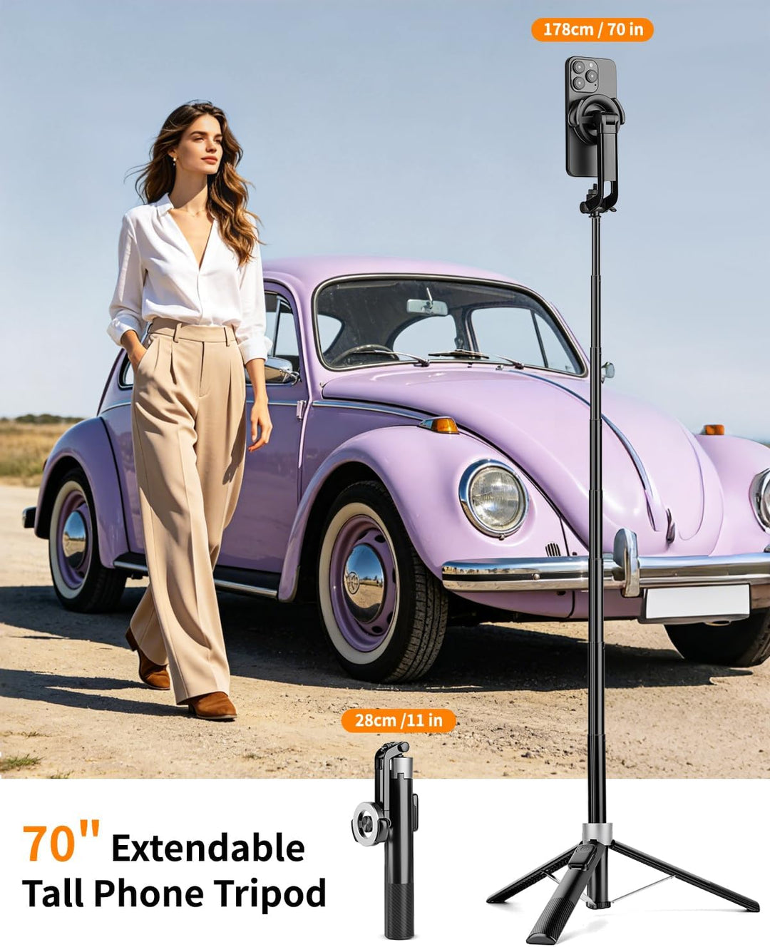 Victiv 178cm Magnetisches Handy Stativ, Starkes Magnet Smartphone Stativ für iPhone16/15/14/13 Pro M