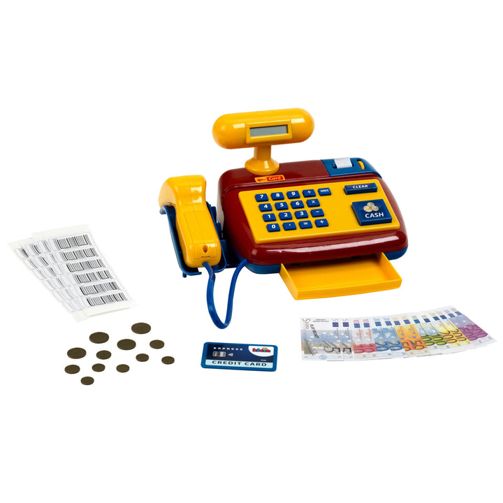 Theo Klein 9330 Elektronische Registrierkasse I Spielkasse mit Scanner, Taschenrechner, Sound I Inkl