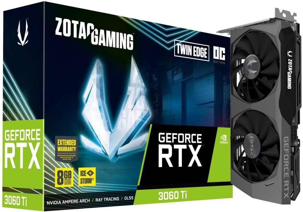 Zotac Grafikkarte Nvidia GeForce RTX 3060 Ti 8 GB Twin Edge OC LHR 8 GB Gaming GEFORCE, Schwarz RTX