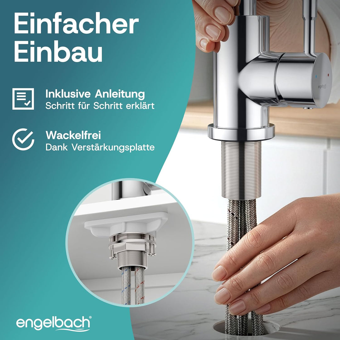Engelbach® Wasserhahn Küche - 360° Schwenkbare Küchenarmatur aus 304 Edelstahl - inklusive tropffrei