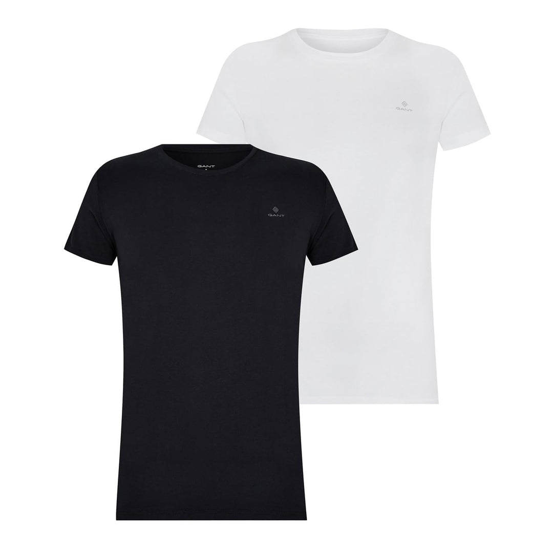 GANT Herren T-Shirt MIT Rundhalsausschnitt 2ER Pack Einheitsgrösse Black / White, Einheitsgrösse Bla