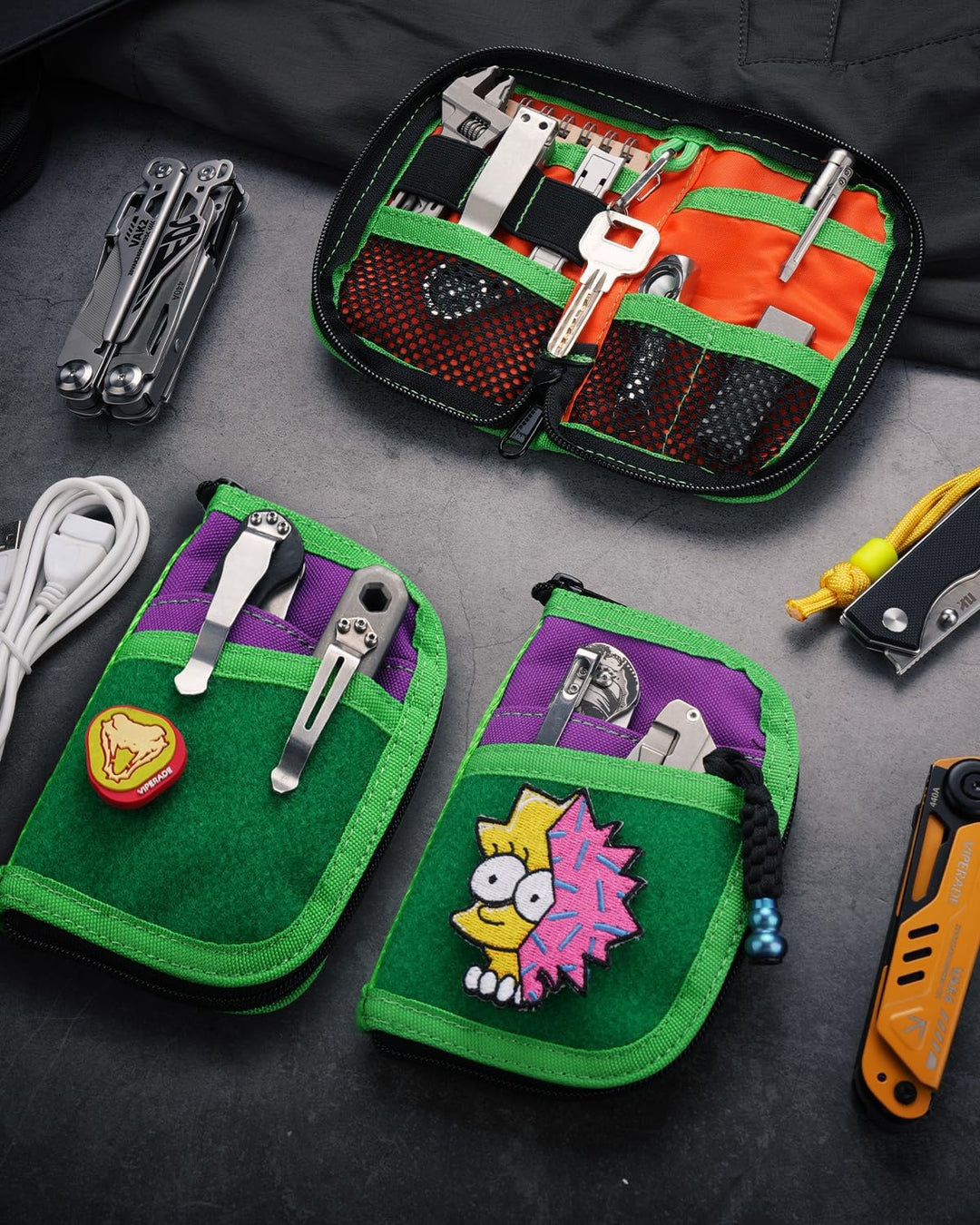 VIPERADE VE10 EDC Pouch Kleine Werkzeugtasche mit 10 Fächern, EDC Tasche mit Klettfläche für DIY Pat