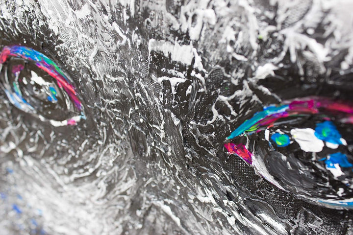 YS-Art XXL Abstrakt Acryl Gemälde auf Leinwand Waschbär lustig handgemalt Wandbilder Wohnzimmer Kind