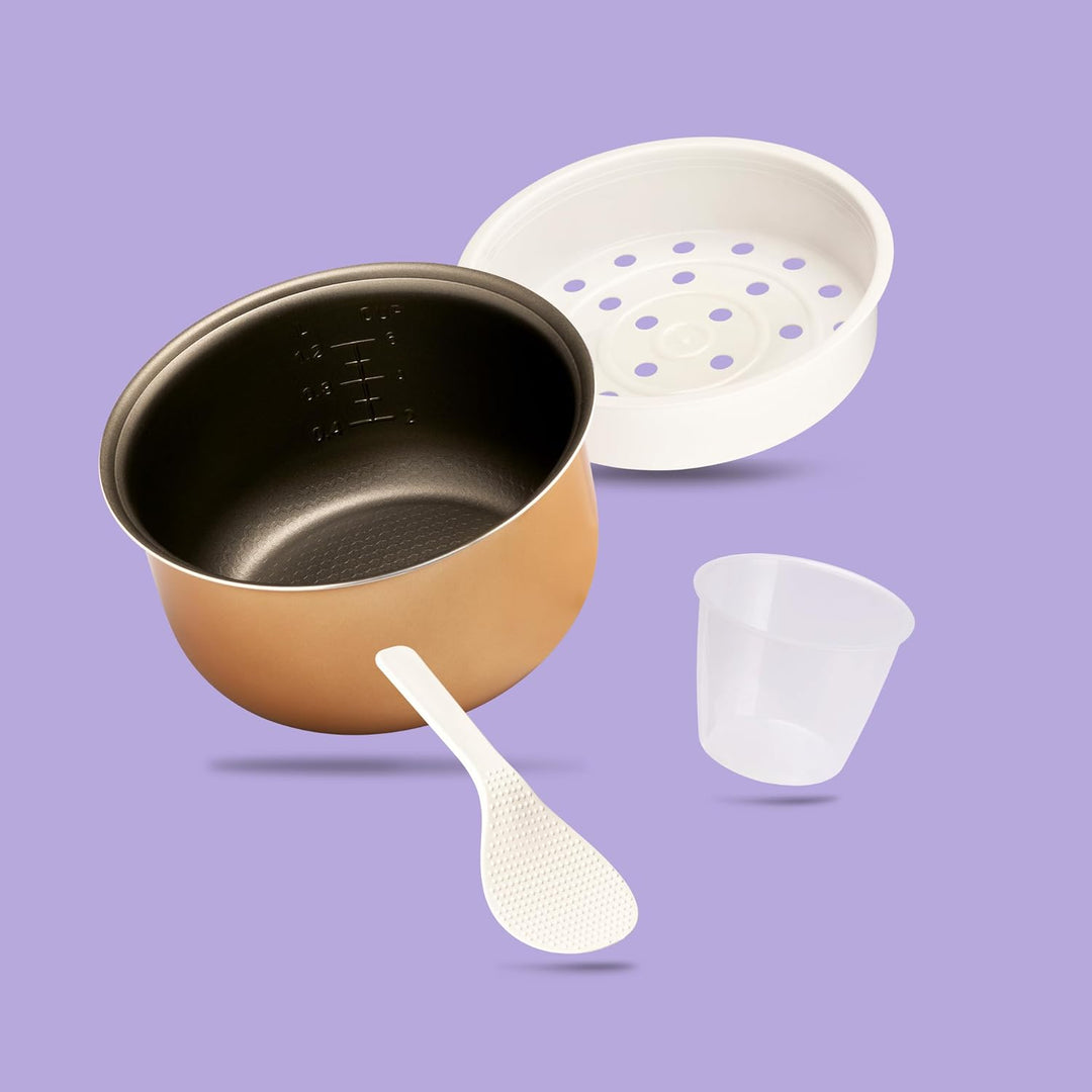REISHUNGER Reiskocher &amp; Dampfgarer mit Keramikbeschichtung, Schwarz, 1,8L - bis zu 10 Portionen - Sc