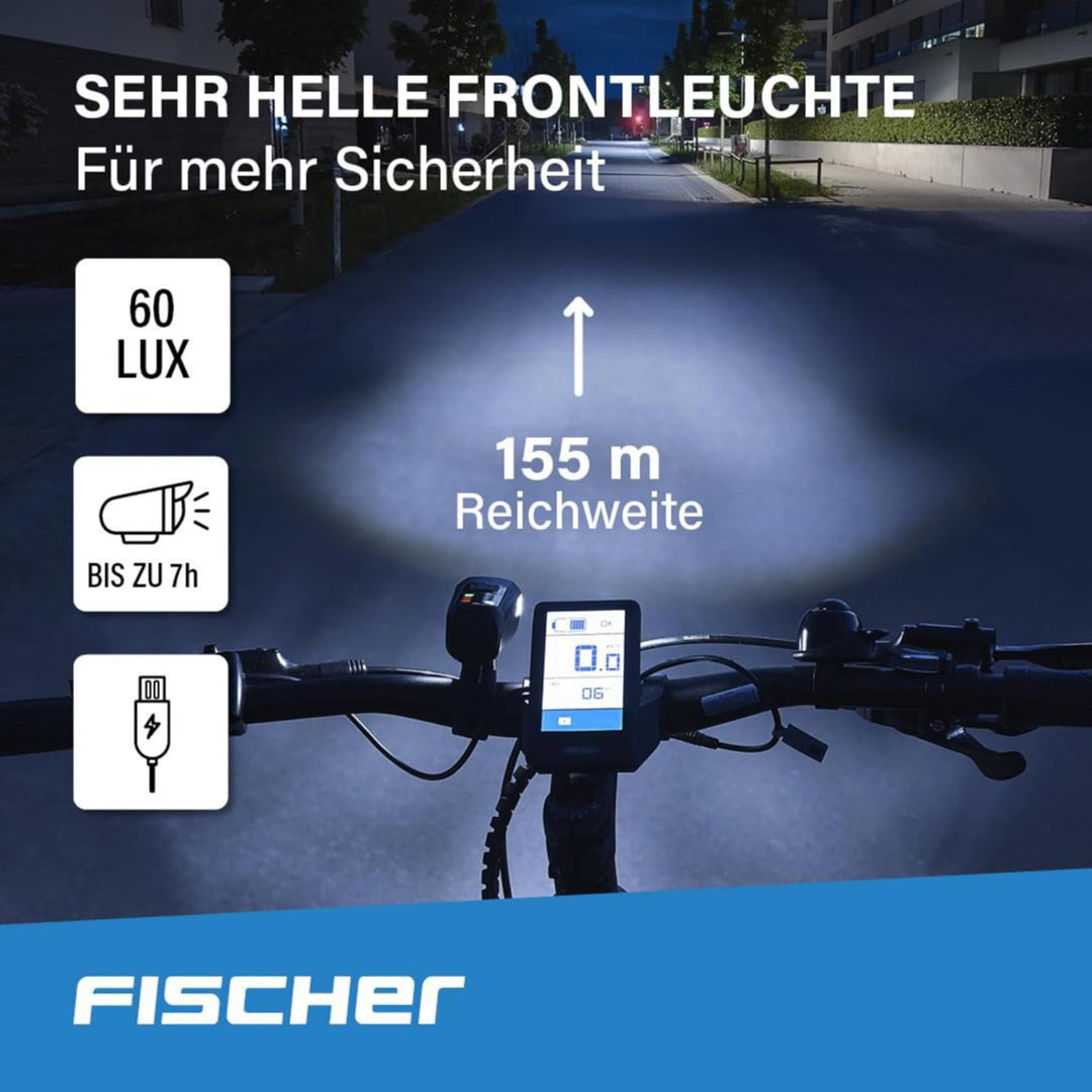 FISCHER USB Beleuchtungs-Set | Bodenleuchte für mehr Sichtbarkeit und Schutz | Frontlicht 60 Lux