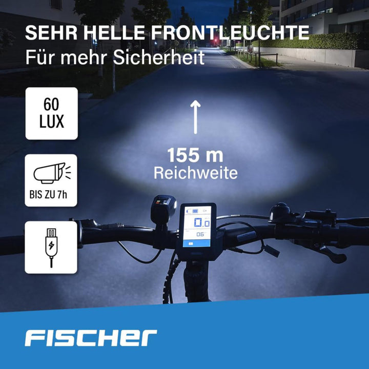 FISCHER USB Beleuchtungs-Set | Bodenleuchte für mehr Sichtbarkeit und Schutz | Frontlicht 60 Lux