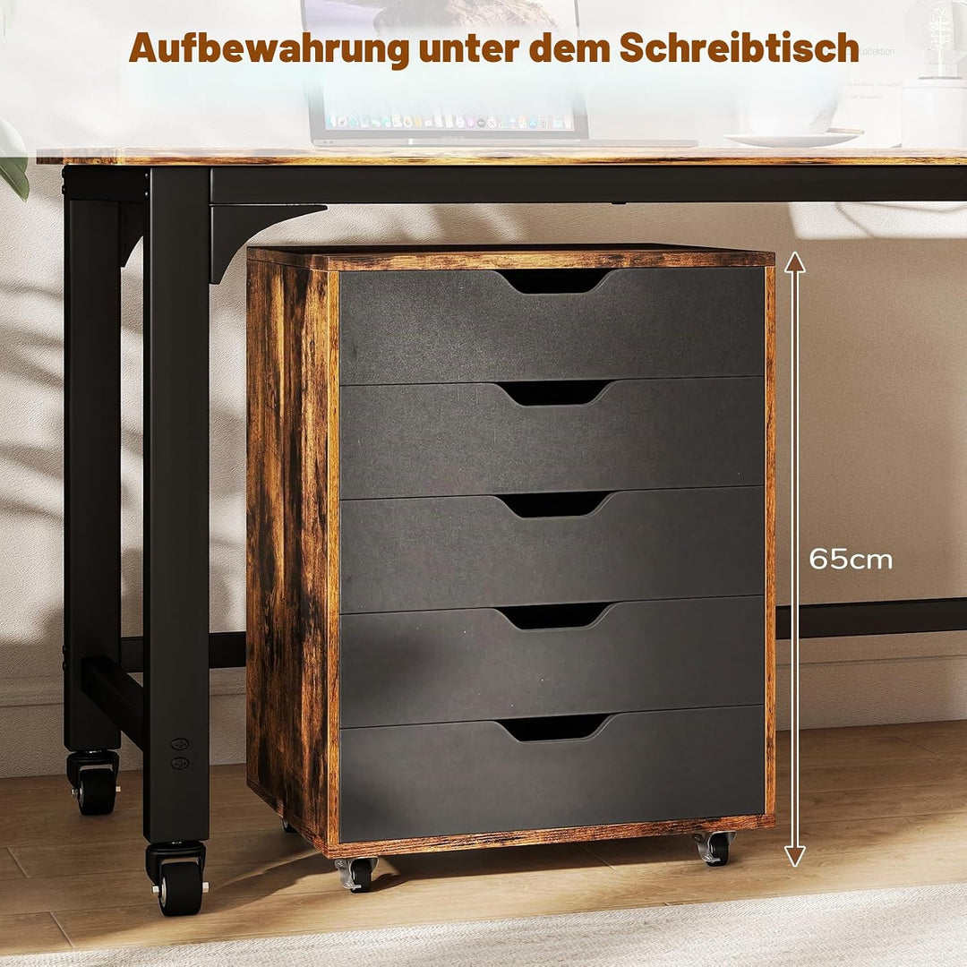 GIANTEX Aktenschrank auf Rollen, Rollcontainer mit Schubladen, mobiler Druckerständer für Home-Offic