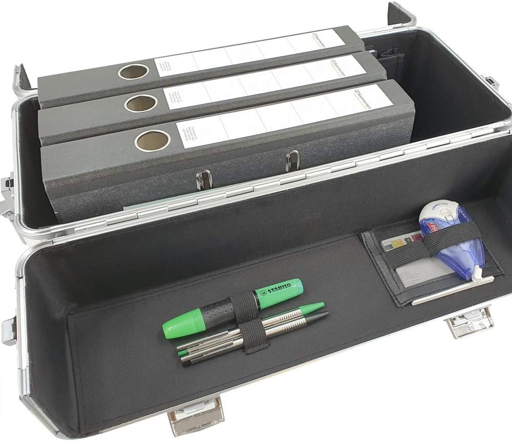 Pilotenkoffer mit Tragegurt von SONOVO aus Aluminium in Silber 45161 | Alukoffer, Aktenkoffer, Busin