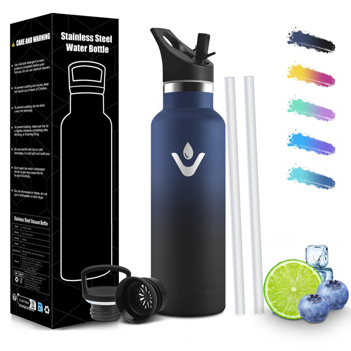 HoneyHolly Trinkflasche Edelstahl 500ML, BPA-Frei, Trinkflasche Kinder, Doppelwandig Vakuumisoliert,