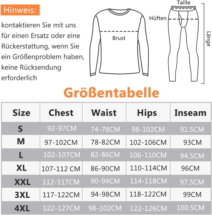 SIMIYA Herren Thermounterwäsche Set, warme Unterwäsche mit Innenfleece, Ultraleicht Oberteil und Unt