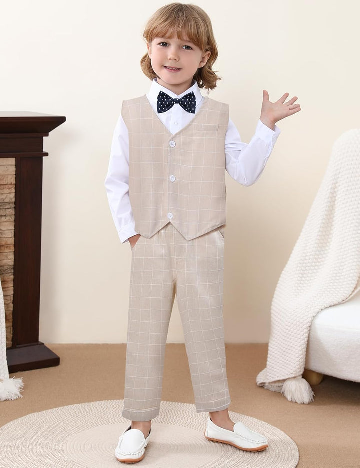 mintgreen Baby Anzug Junge, 3 Stück Gestreift Outfit Hochzeit Gentleman Kleiderset Lange Ärmel Hemd