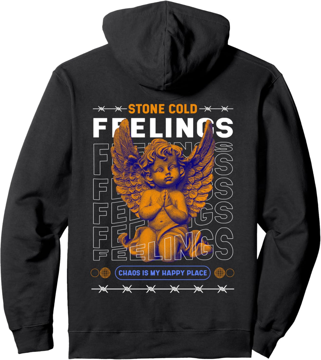 Vaporwave Aesthetic Angel Wings Streetwear Pullover Hoodie