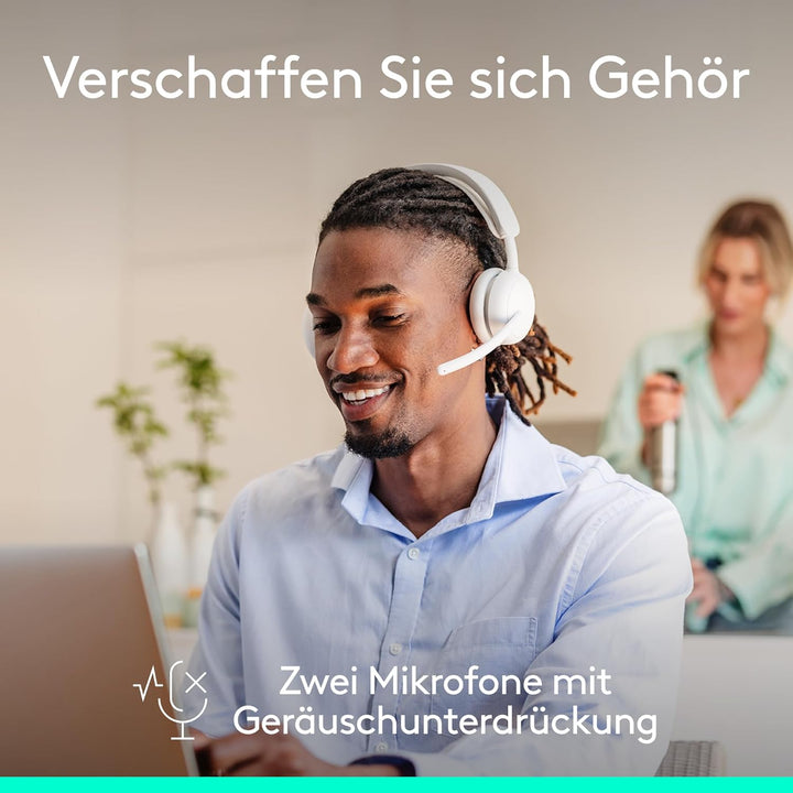 Logitech Zone Wireless 2 ES – kabelloses Headset mit Geräuschunterdrückung, adaptiver Hybrid-ANC, Bl