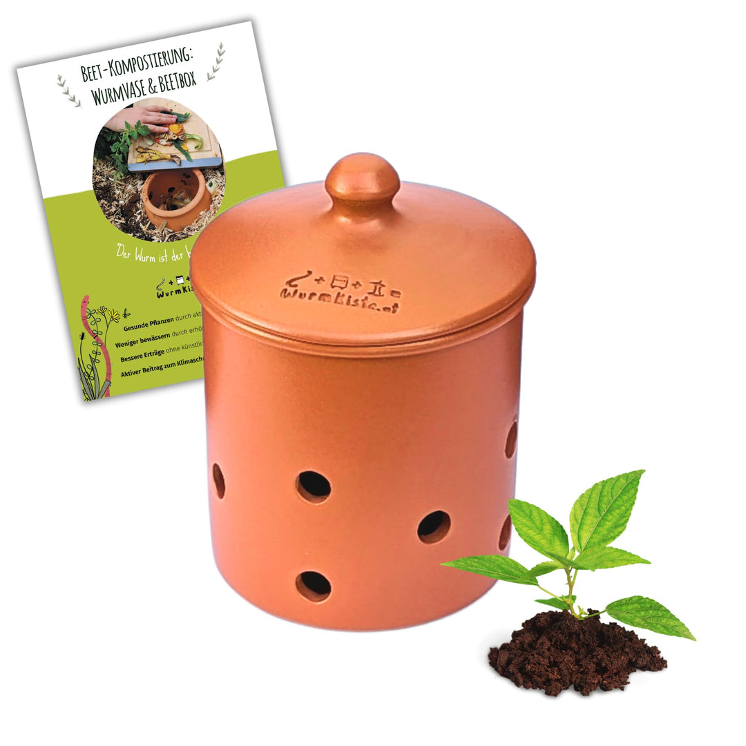 3L Wurmvase aus Ton | unterirdischer Wurm Komposter Balkon und Garten, 3L