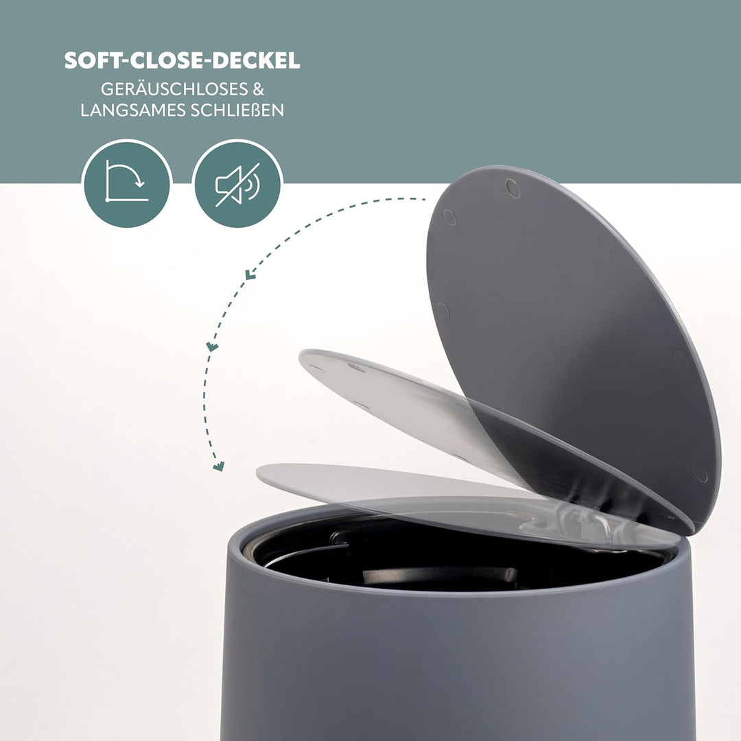 eluno Kosmetikeimer TESERO mit Soft-Touch Oberfläche, Treteimer 4 Liter Fassungsvermögen, mit Soft-C