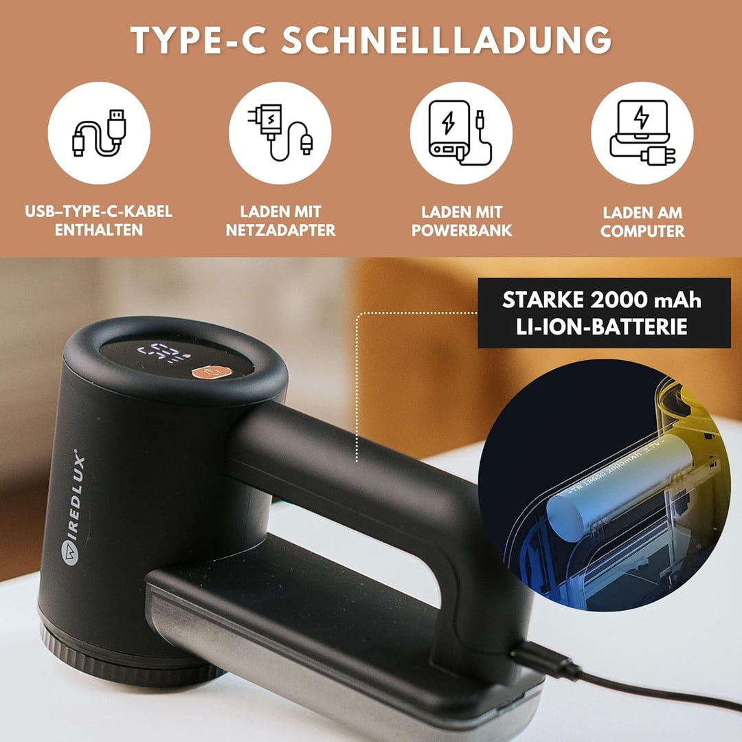 Fusselrasierer Elektrisch WiredLux - Wiederaufladbarer Fusselentferner für Kleidung &amp; Möbel - Einste