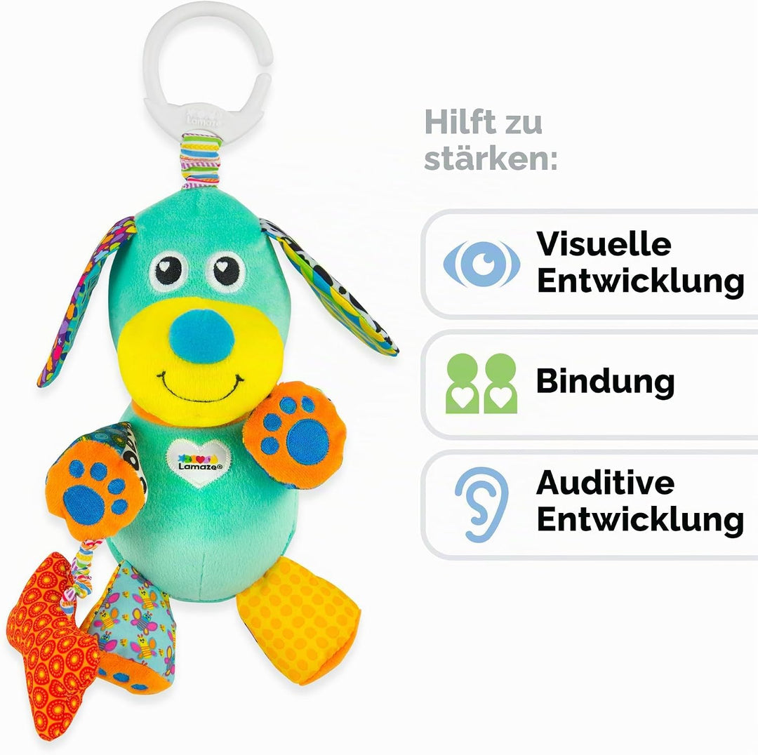 LAMAZE Pupsqueak, Clip on Pram and Pushchair Newborn Baby Toy, Sensory Toy for Babies Boys and Girls