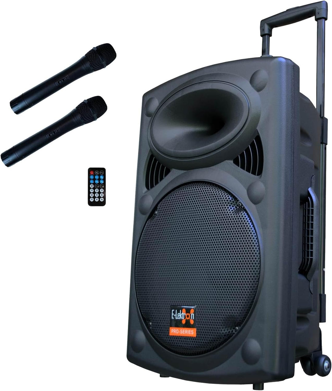 Mobile PA Sound Anlage Akku-MP3-USB-SD inkl. Funkmikrofone 700W Soundsystem E-Lektron EL30-M Bluetoo