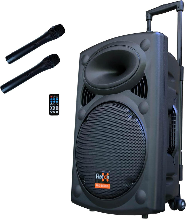 Mobile PA Sound Anlage Akku-MP3-USB-SD inkl. Funkmikrofone 700W Soundsystem E-Lektron EL30-M Bluetoo