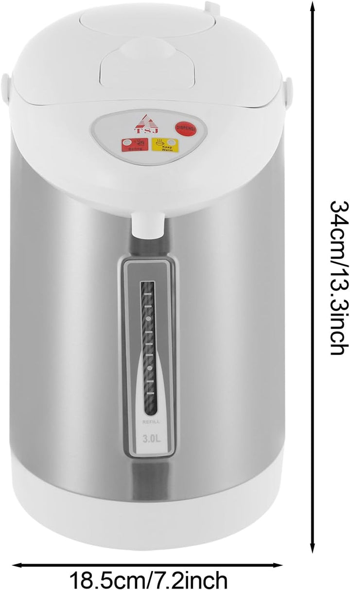Heisswasserspender 3L 750W, elektrischer Thermoskrug aus 304 Edelstahl, 220V EU-Stecker, 90°C Warmha
