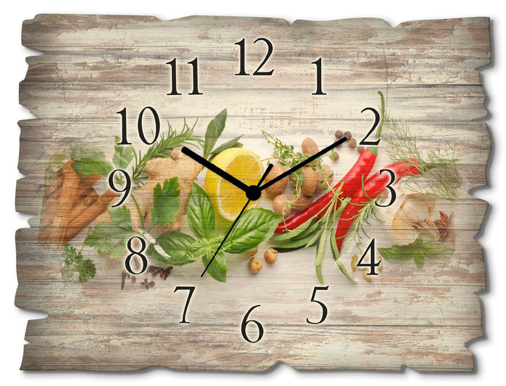 ARTLAND Wanddeko Wanduhr ohne Tickgeräusche aus Holz Quarz Uhr lautlos Rechteckig 40x30 cm Essen Leb
