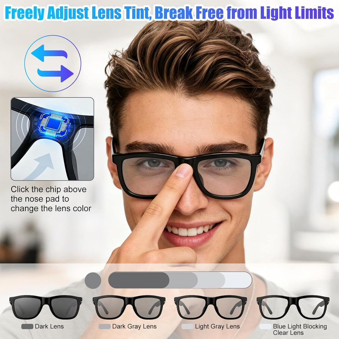 Bluetooth AI Smart Brille mit 60+ Sprachen, Farbwechsel-Linsen, Integriertem Lautsprecher & HiFi-Aud